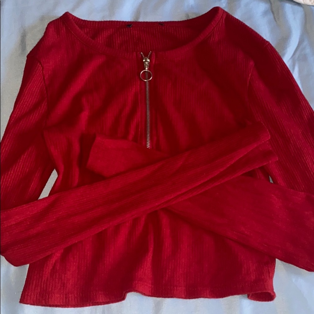 Zip up red long sleeve
